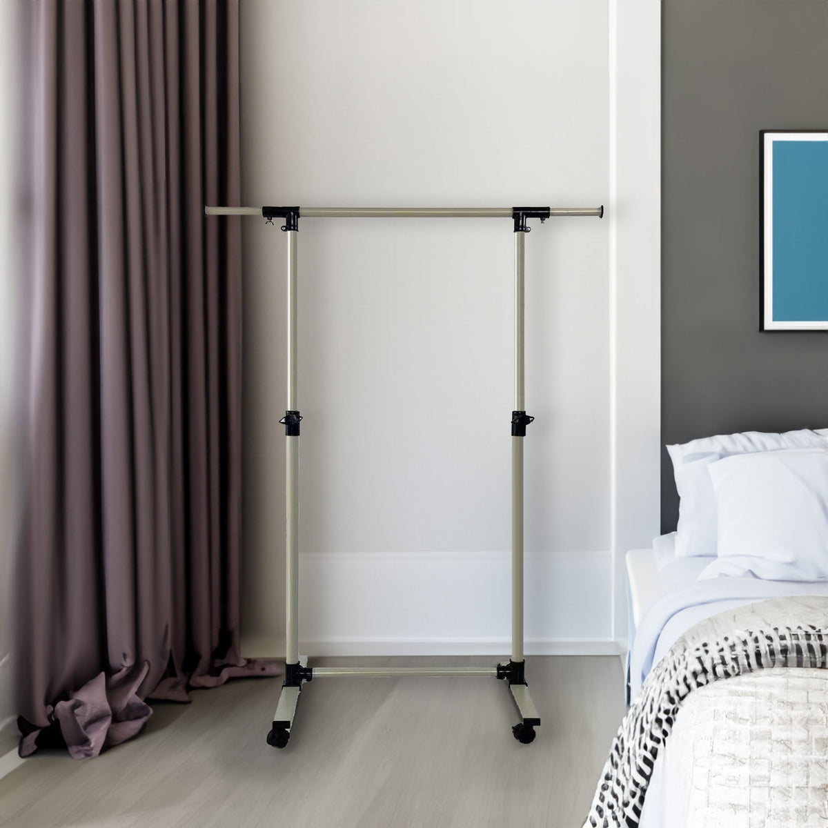 Adjustable Metal Garment Rack on Wheels for Clothes