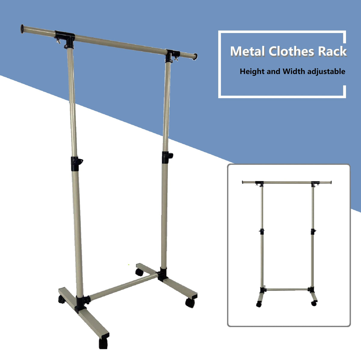 Adjustable Metal Garment Rack on Wheels for Clothes