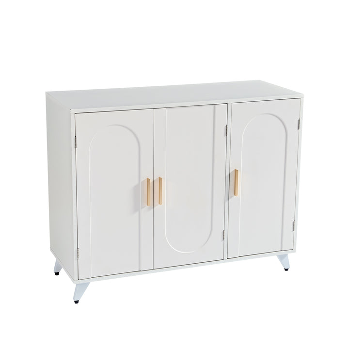Ivory 3-Door Buffet Cabinet with Removable Shelves