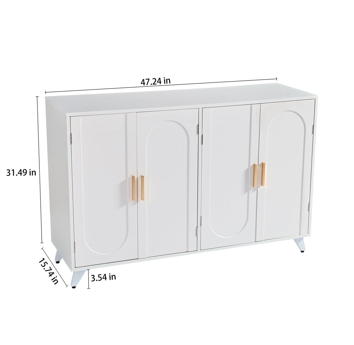 Ivory Buffet Sideboard with 4 Doors for Hidden Storage
