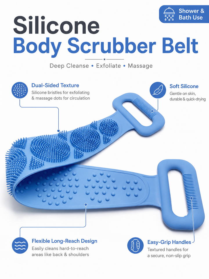 Silicone Body Scrubber Belt — Dual-Sided Exfoliating