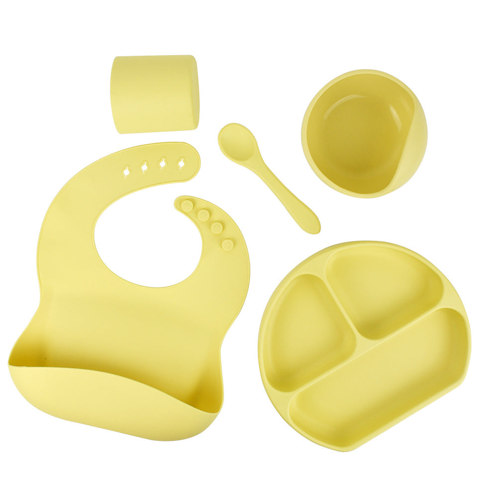 5-Piece Silicone Baby Feeding Set for Cleaner Mealtimes