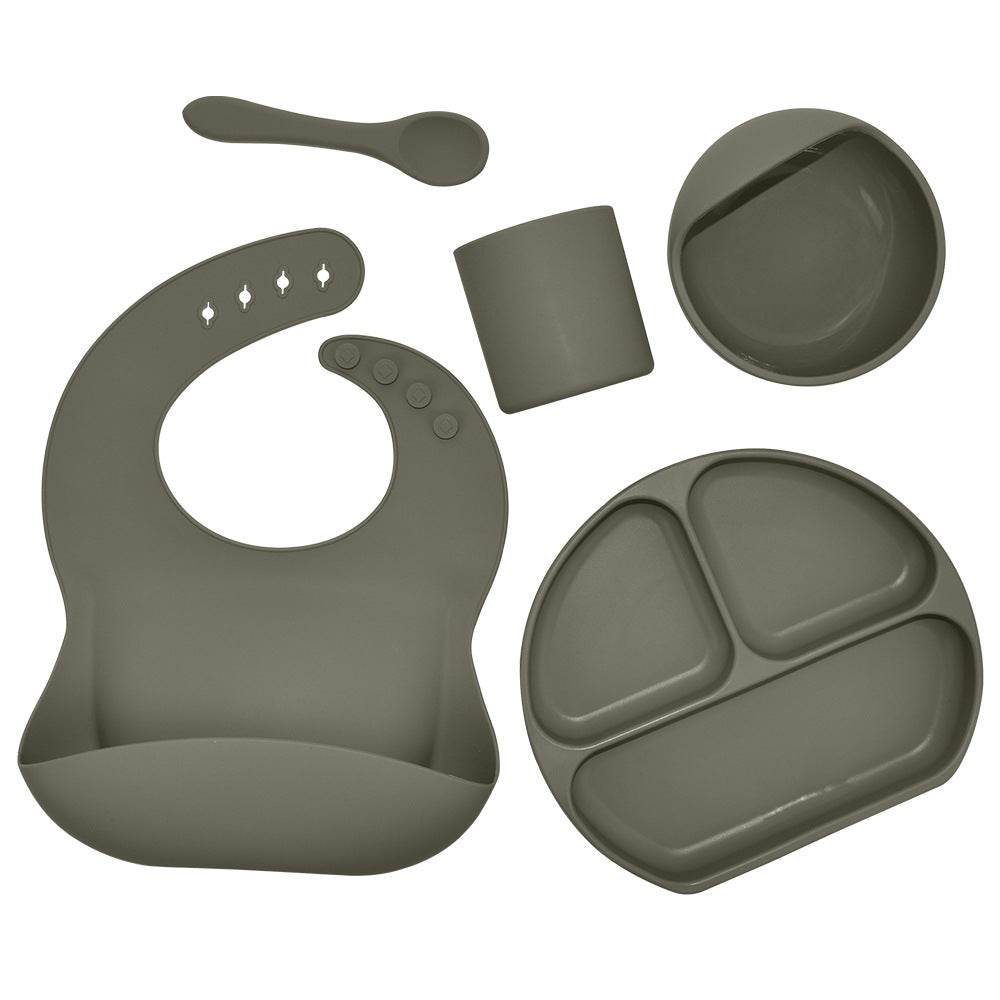 5-Piece Silicone Baby Feeding Set for Cleaner Mealtimes