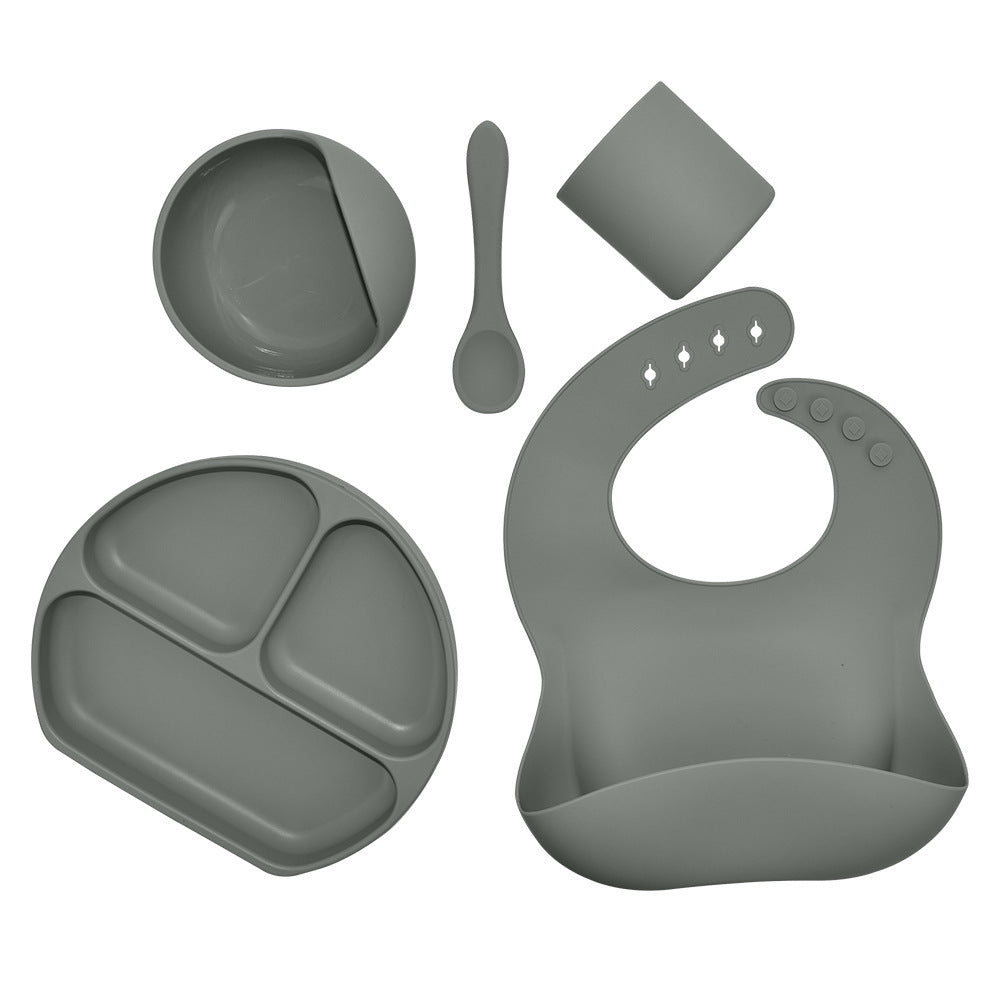 5-Piece Silicone Baby Feeding Set for Cleaner Mealtimes