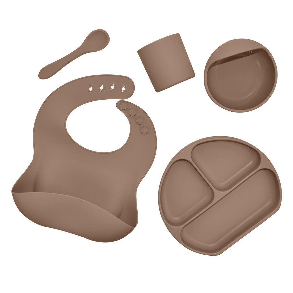 5-Piece Silicone Baby Feeding Set for Cleaner Mealtimes
