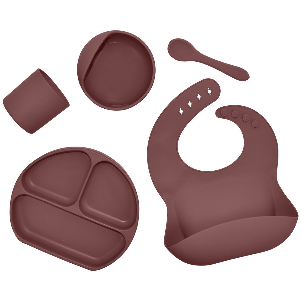 5-Piece Silicone Baby Feeding Set for Cleaner Mealtimes