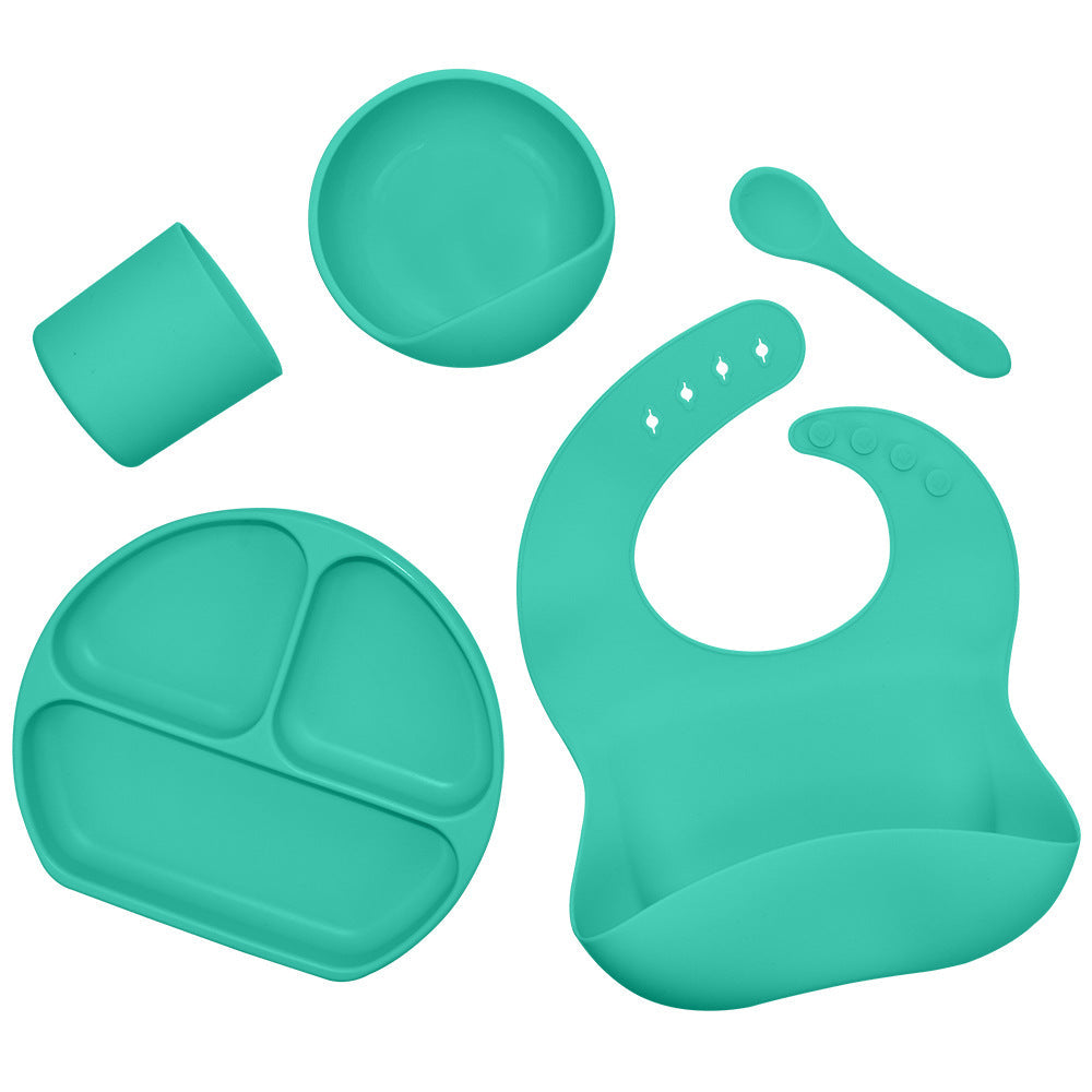 5-Piece Silicone Baby Feeding Set for Cleaner Mealtimes