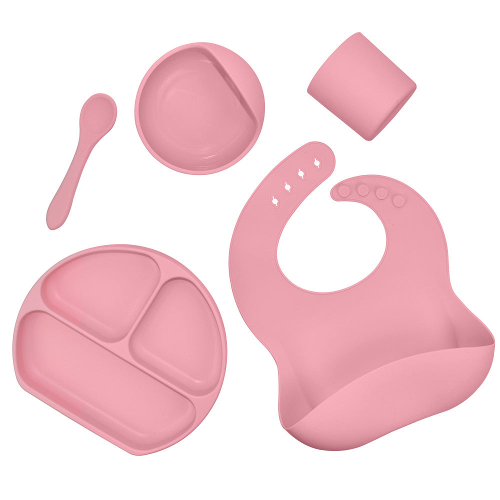5-Piece Silicone Baby Feeding Set for Cleaner Mealtimes