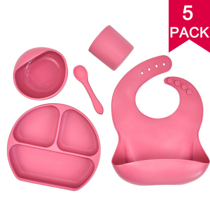 5-Piece Silicone Baby Feeding Set for Cleaner Mealtimes