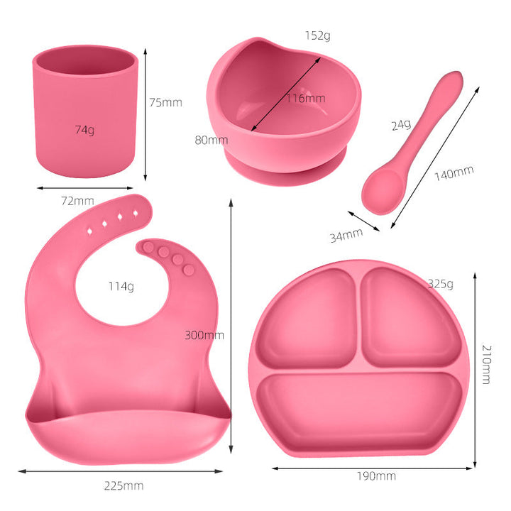 5-Piece Silicone Baby Feeding Set for Cleaner Mealtimes