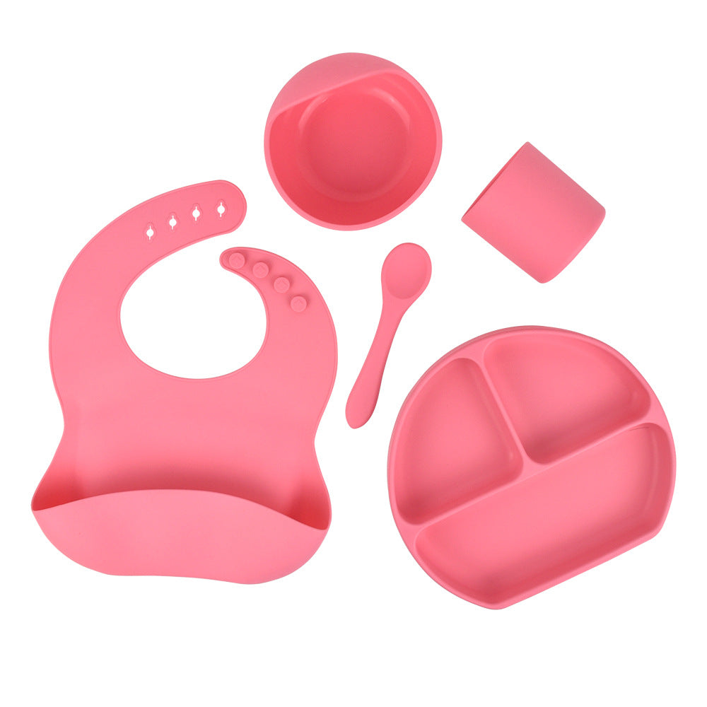 5-Piece Silicone Baby Feeding Set for Cleaner Mealtimes