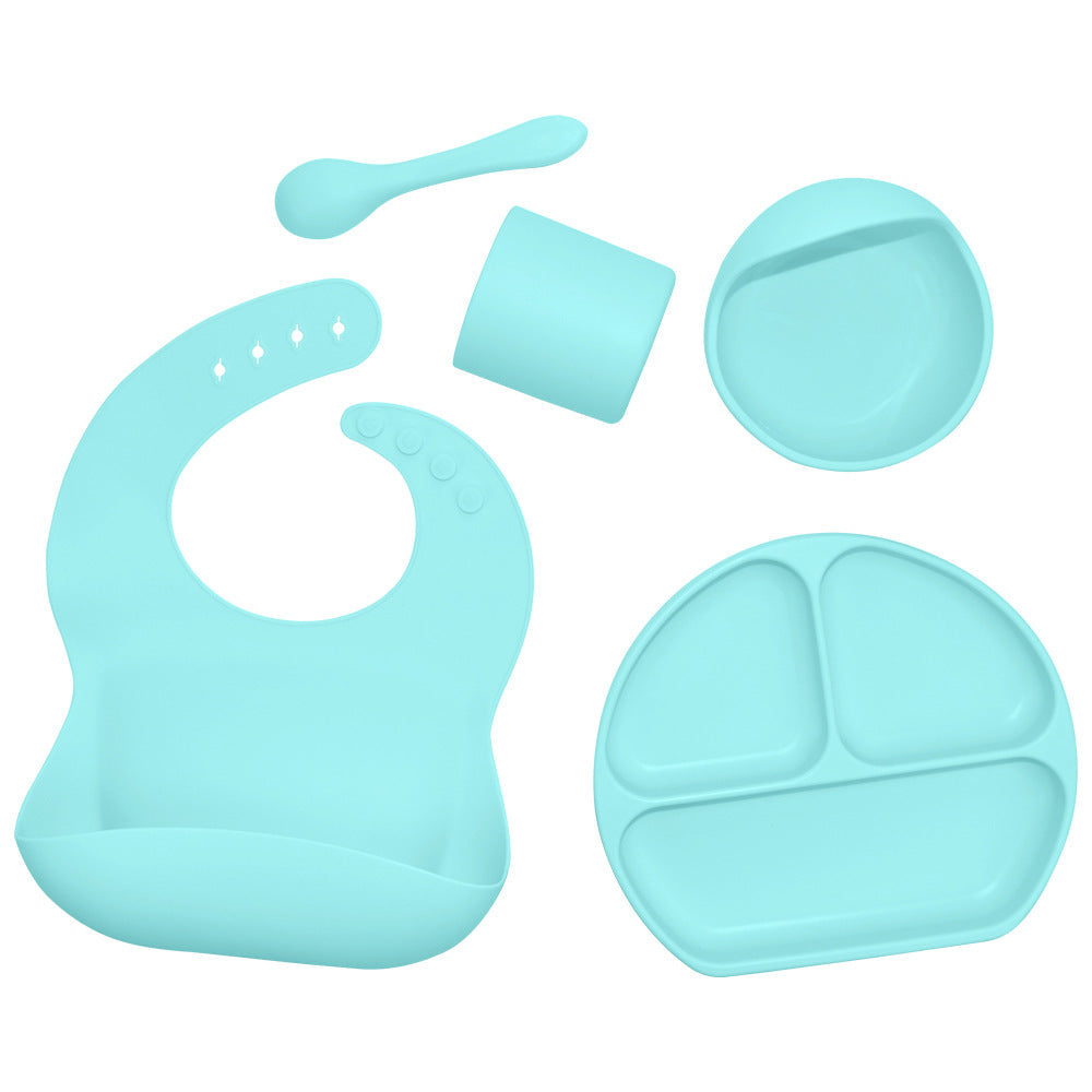 5-Piece Silicone Baby Feeding Set for Cleaner Mealtimes