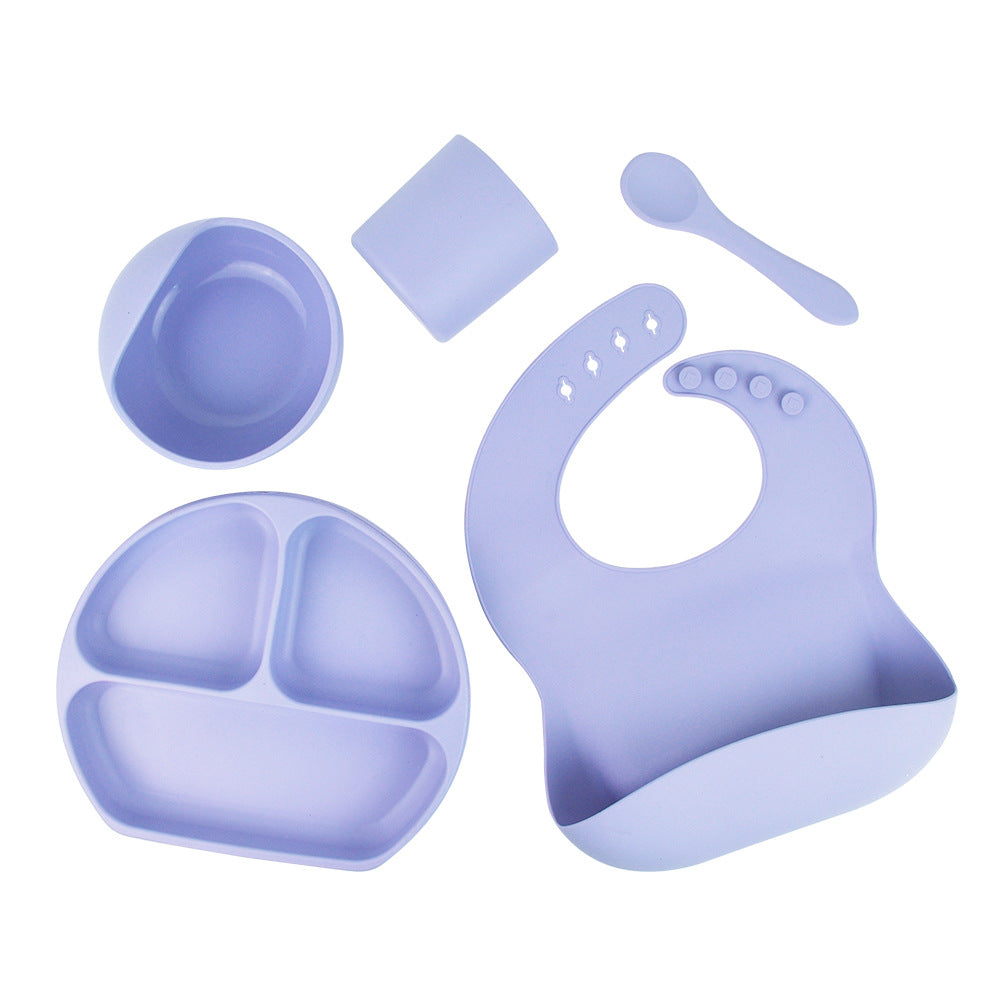 5-Piece Silicone Baby Feeding Set for Cleaner Mealtimes