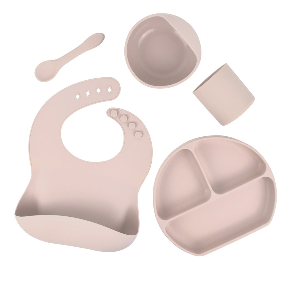 5-Piece Silicone Baby Feeding Set for Cleaner Mealtimes