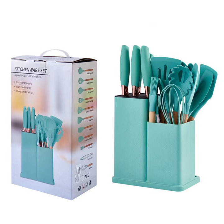 Silicone Kitchen Utensil Set 19-Piece with Knife Block
