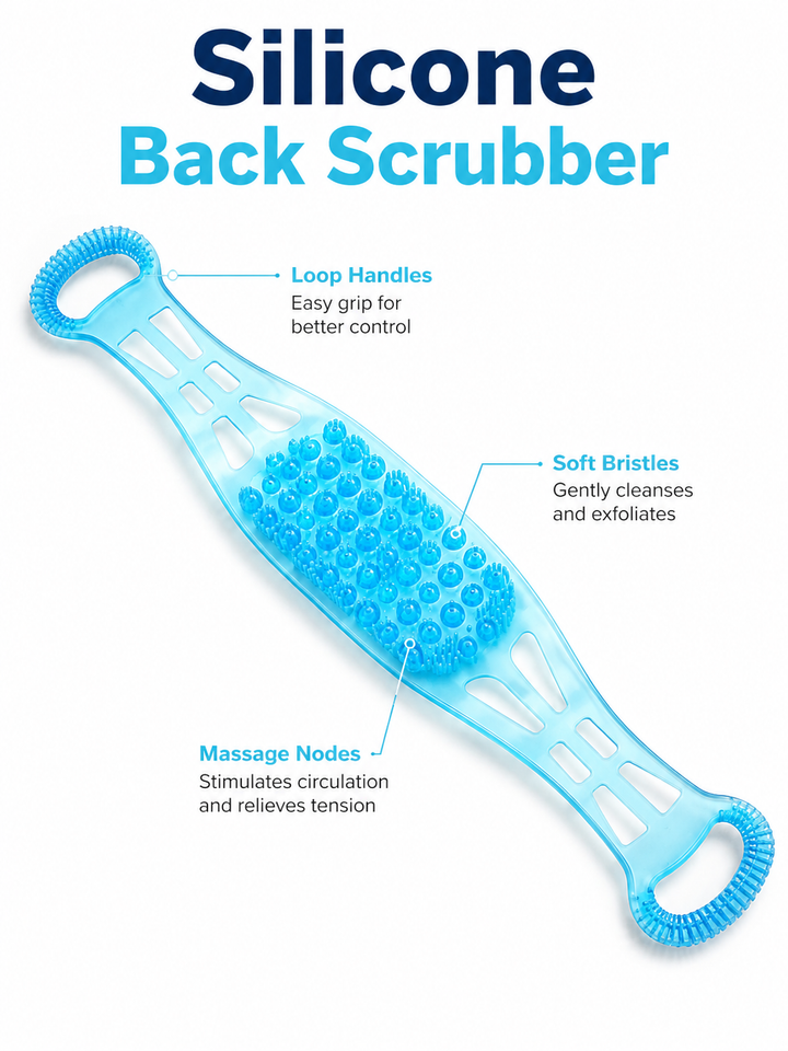 Silicone Dual-Sided Back Scrubber Belt with Handles