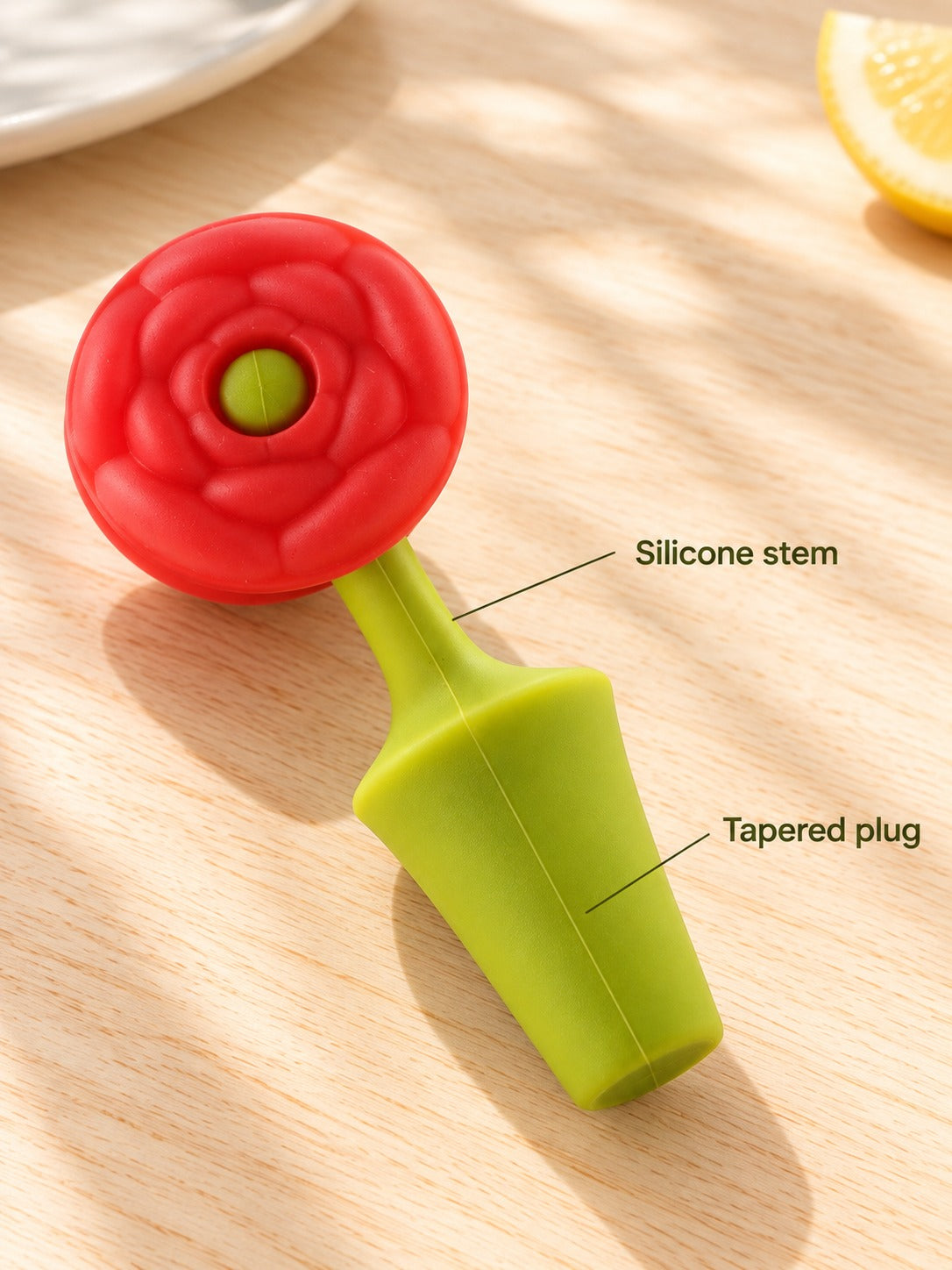 Silicone Flower Wine Stopper Set, 4 Reusable Designs