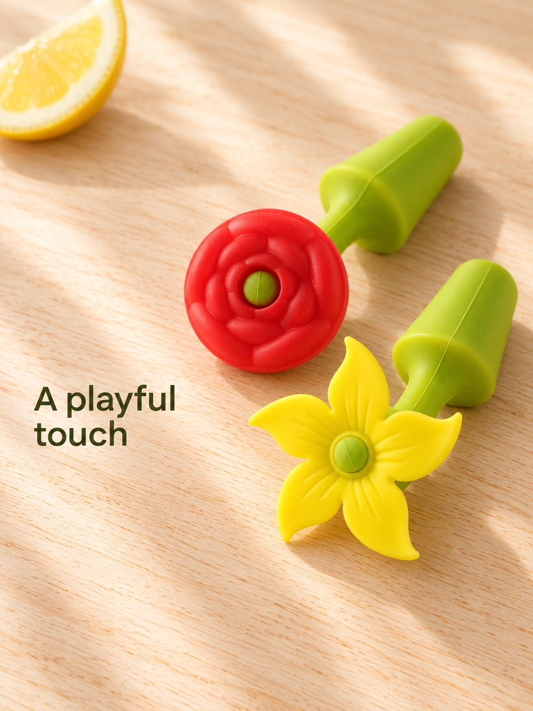 Silicone Flower Wine Stopper Set, 4 Reusable Designs