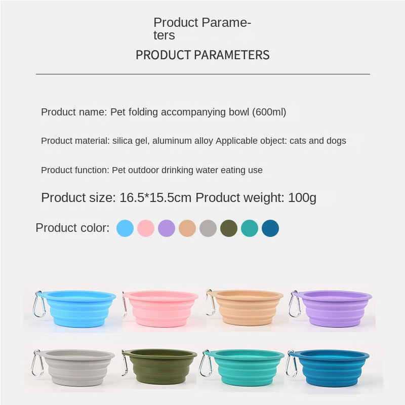 Foldable Pet Bowl 600ml for Easy Travel Feeding Anywhere