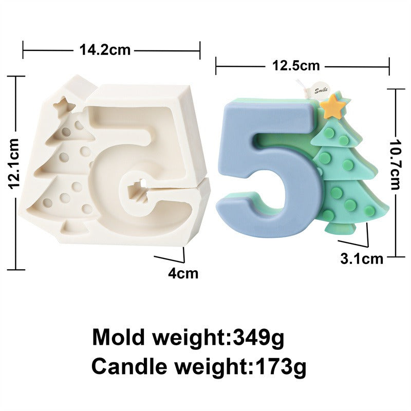 Silicone Christmas Number Candle Molds for DIY Decor