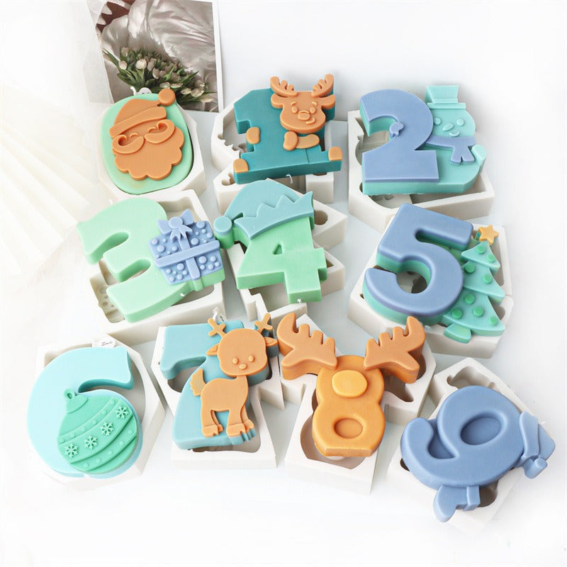 Silicone Christmas Number Candle Molds for DIY Decor
