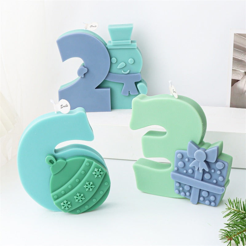 Silicone Christmas Number Candle Molds for DIY Decor