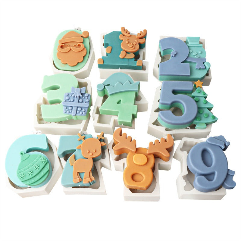 Silicone Christmas Number Candle Molds for DIY Decor