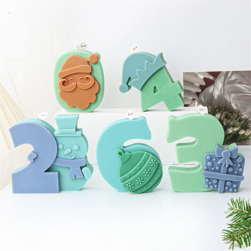 Silicone Christmas Number Candle Molds for DIY Decor