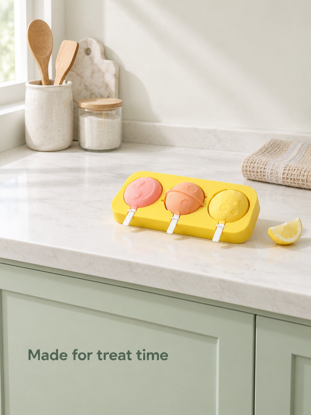Silicone Ice Pop Mold With Cartoon Shapes and Sticks