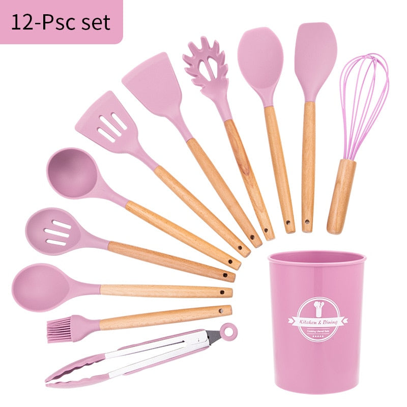 Silicone Cooking Utensil Set: 10 Pieces, Heat-Safe Tools