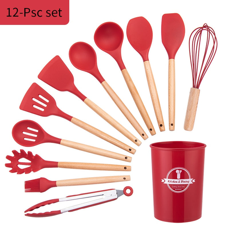 Silicone Cooking Utensil Set: 10 Pieces, Heat-Safe Tools