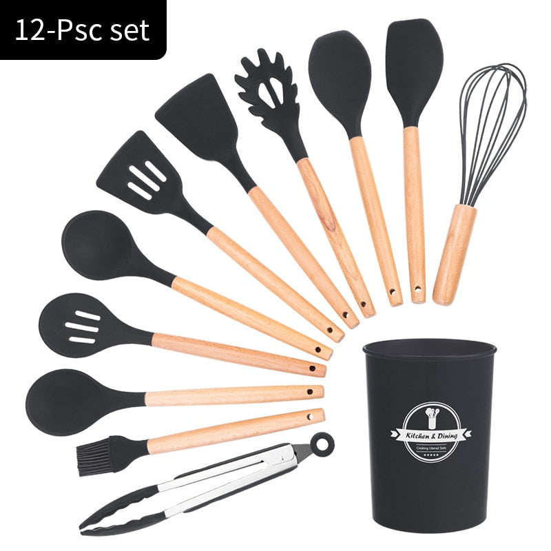 Silicone Cooking Utensil Set: 10 Pieces, Heat-Safe Tools