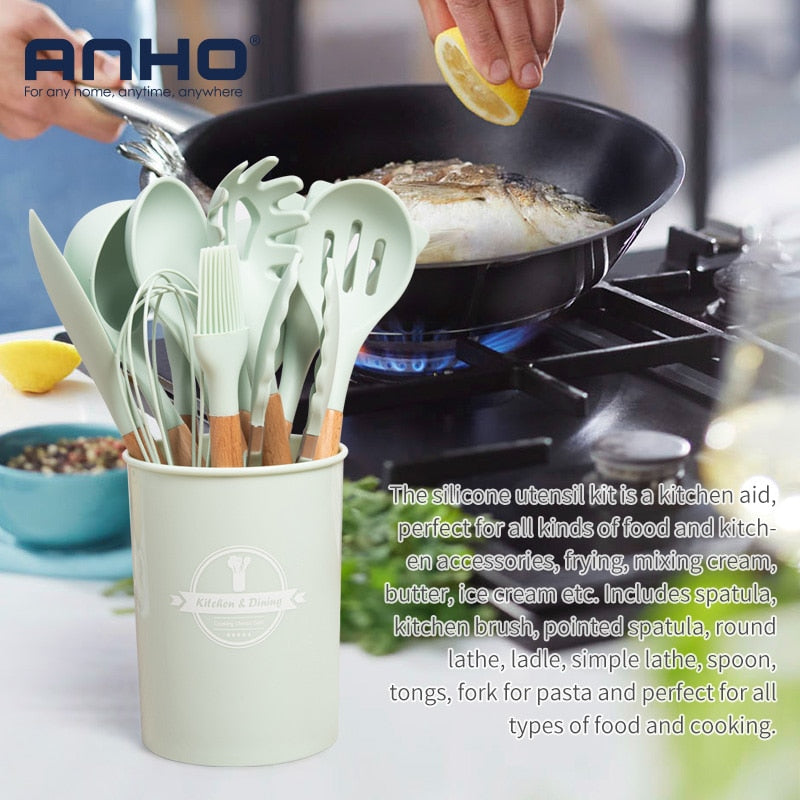 Silicone Cooking Utensil Set: 10 Pieces, Heat-Safe Tools