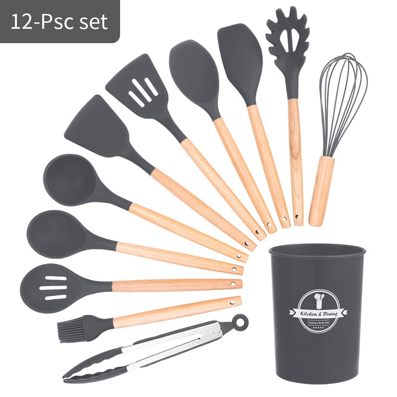 Silicone Cooking Utensil Set: 10 Pieces, Heat-Safe Tools