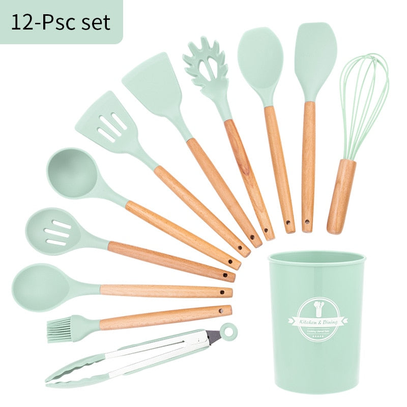 Silicone Cooking Utensil Set: 10 Pieces, Heat-Safe Tools