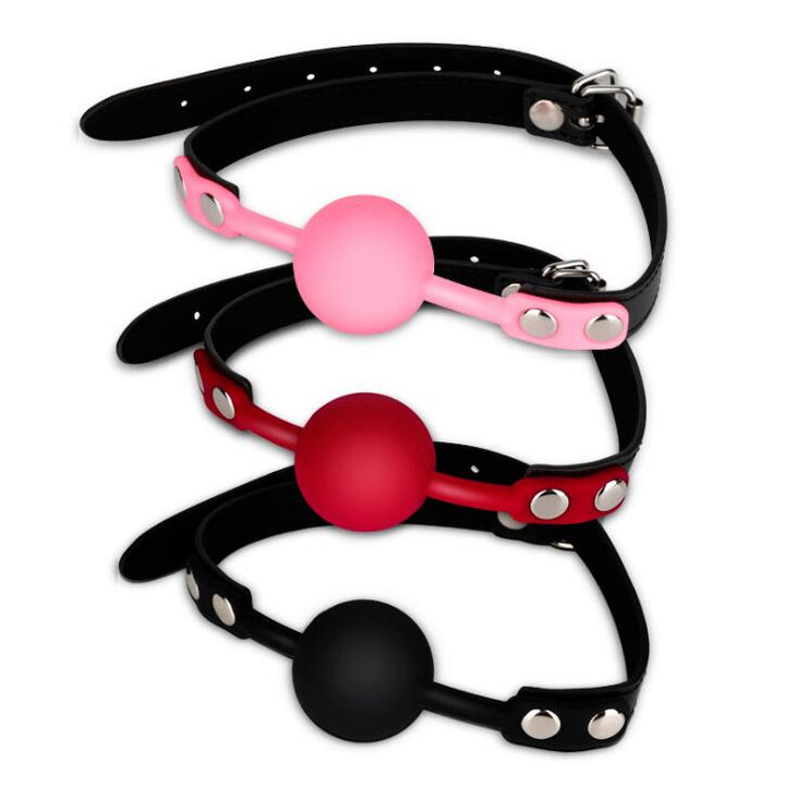 Black Gag Ball Harness — Adjustable Silicone BDSM Restraint