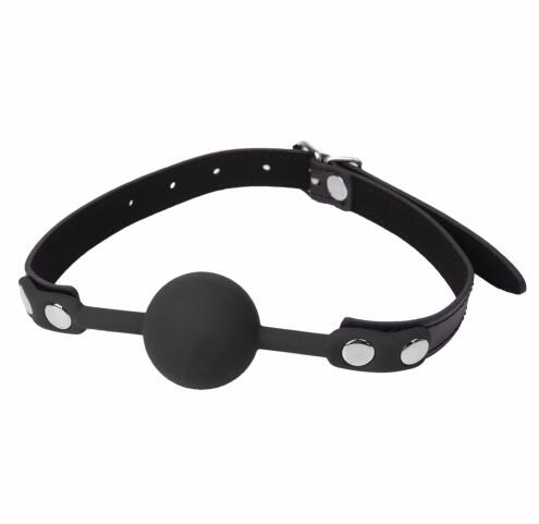 Black Gag Ball Harness — Adjustable Silicone BDSM Restraint