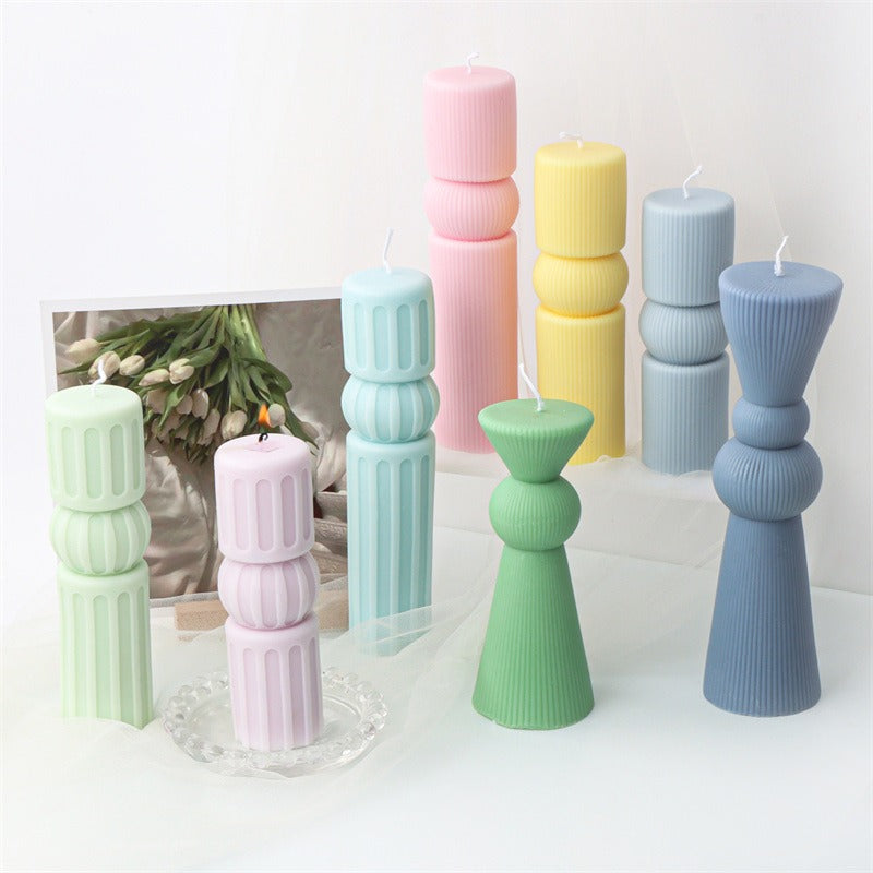 Silicone Striped Candle Mold for Sculptural Columns