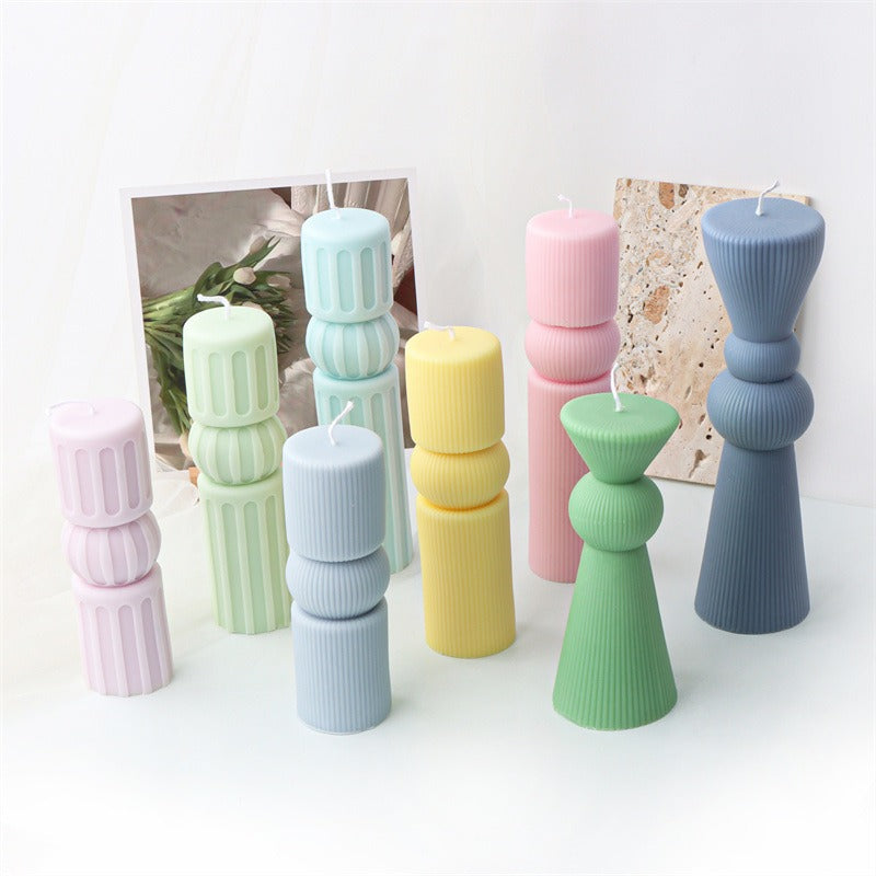 Silicone Striped Candle Mold for Sculptural Columns