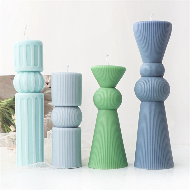 Silicone Striped Candle Mold for Sculptural Columns
