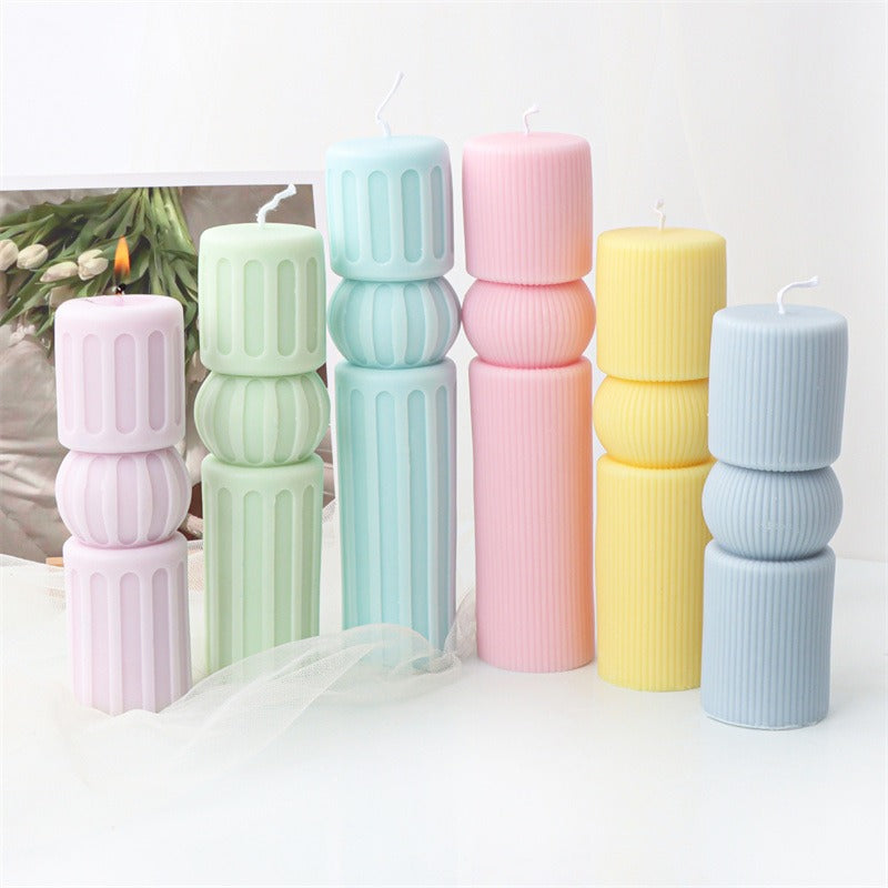 Silicone Striped Candle Mold for Sculptural Columns