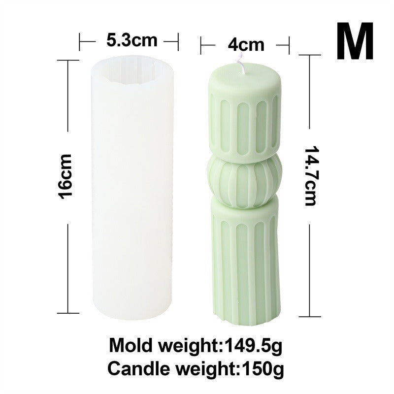 Silicone Striped Candle Mold for Sculptural Columns