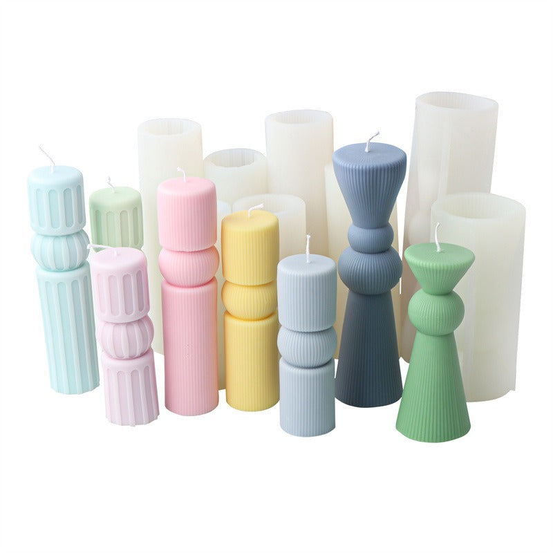 Silicone Striped Candle Mold for Sculptural Columns