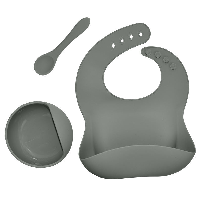 3-Piece Silicone Baby Feeding Set for Cleaner Meals