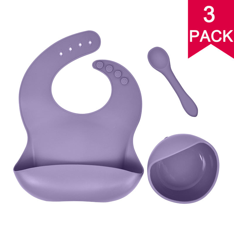 3-Piece Silicone Baby Feeding Set for Cleaner Meals