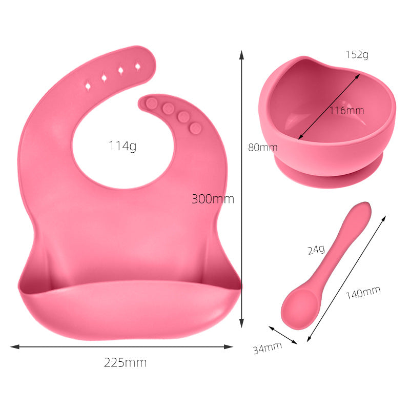 3-Piece Silicone Baby Feeding Set for Cleaner Meals