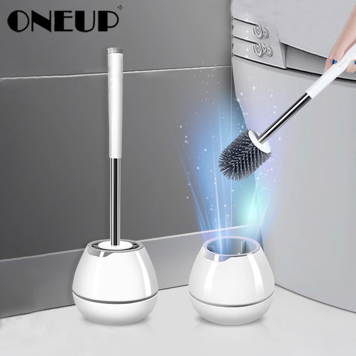 Silicone Toilet Brush With Wall Holder, Odor-Free Drying