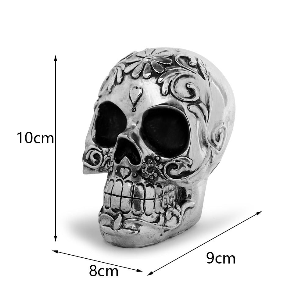 Silver Devil's Head Skeleton Ornament Gothic Decor