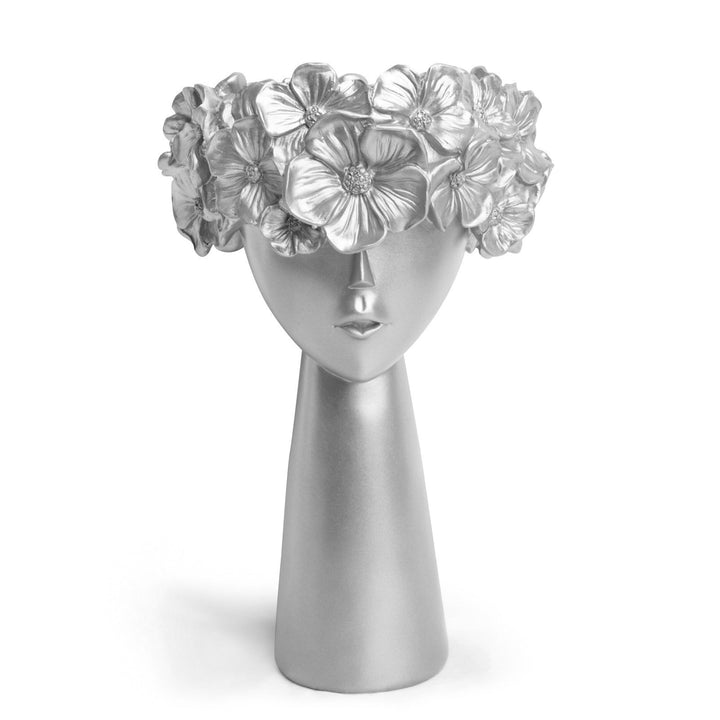 Silver Flowerpot Ornament for Elegant Sculptural Decor