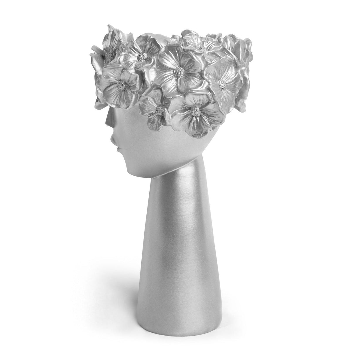Silver Flowerpot Ornament for Elegant Sculptural Decor